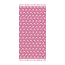 Front View of Watercolor Woodblock Beach Towel in Peony Pink Color Option