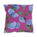 Hydrangea Patterned Outdoor Pillow in Peony