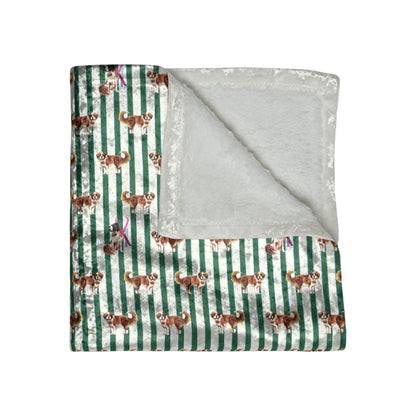 Snow Dog Prep Stripe Velvet Blanket