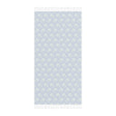 Back View of Watercolor Woodblock Beach Towel in Cloudless Color Option