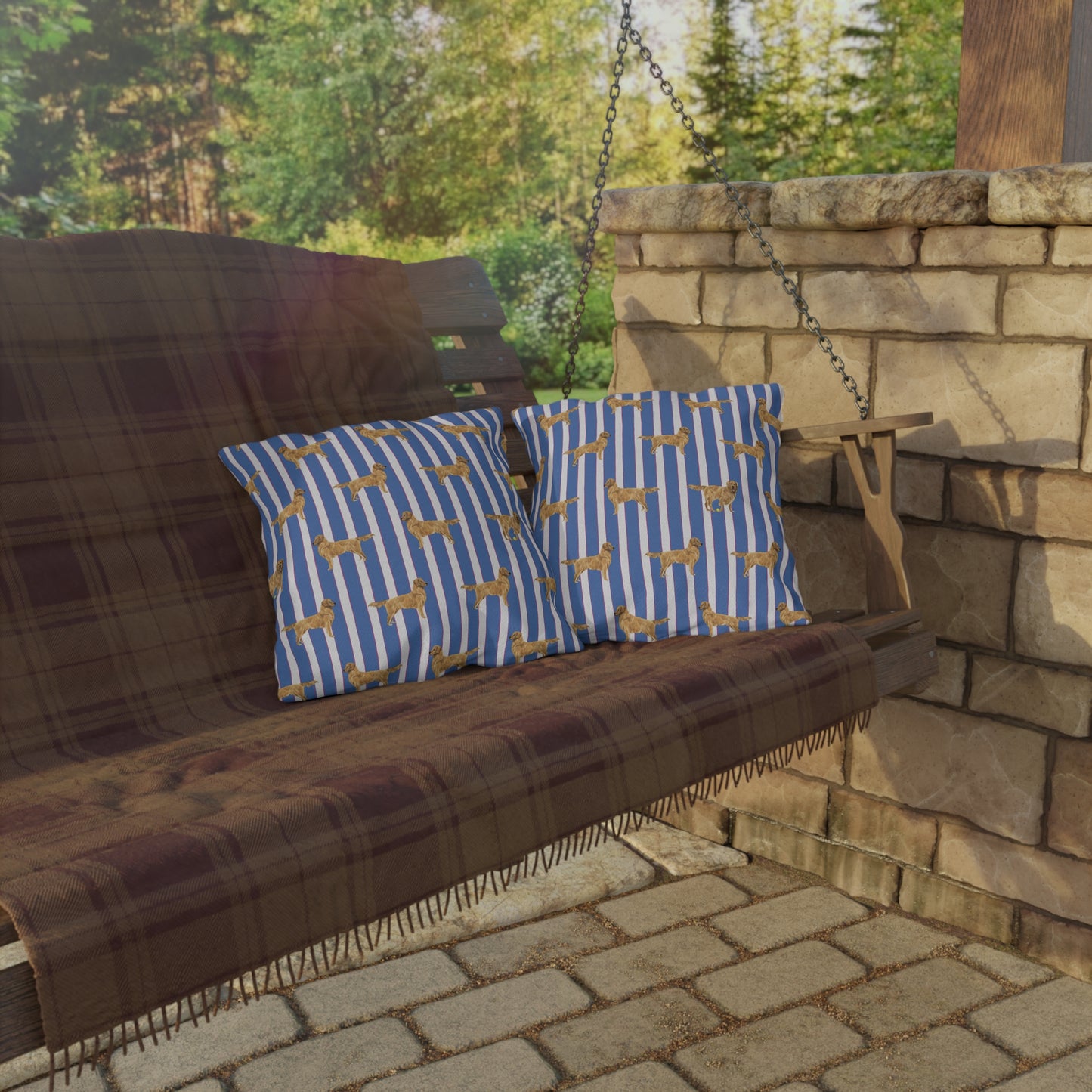 Good Dog Prep Stripe Outdoor Pillows