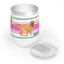 Good Dog Wine Tumbler with Pink and Green Stripe