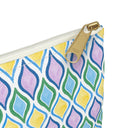 Painted Geo Flat Travel Pouch Zoomed Zipper View in Multi Colored Cool Tones