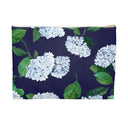 Front view of size Large Hydrangea Travel or makeup pouch in Twilight Navy