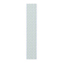Watercolor Woodblock Striped Patterned Table Runner UnRolled in 16x90 in Cloudless and Honeydew