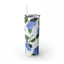 Hydrangea Tumbler with clear lid and white straw