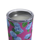 Hydrangea Tumbler in Peony Top Clear Lid View
