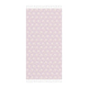Back View of Watercolor Woodblock Beach Towel in Peony Pink Color Option