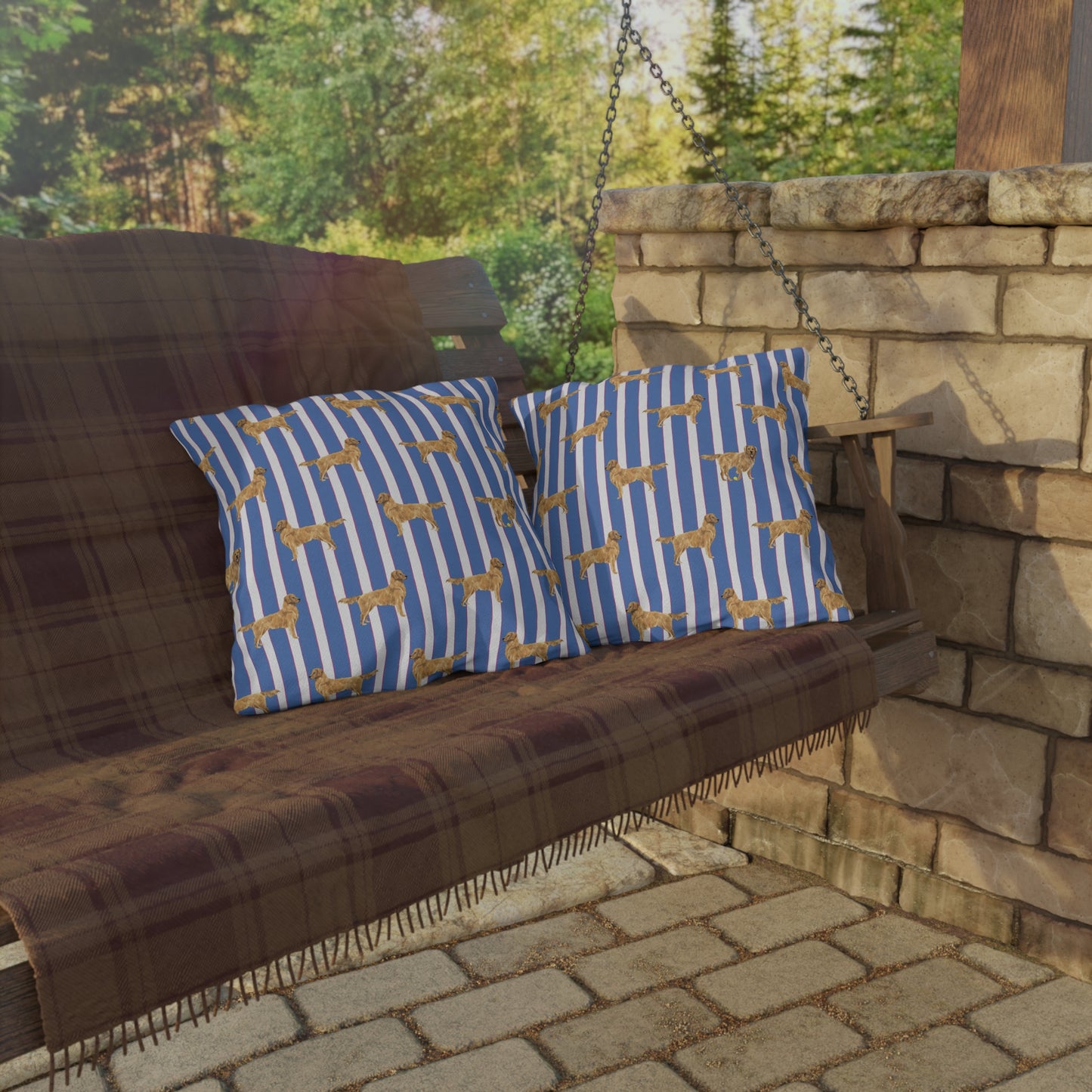 Good Dog Prep Stripe Outdoor Pillows