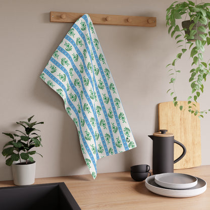 Woodblock Striped Kitchen Towel