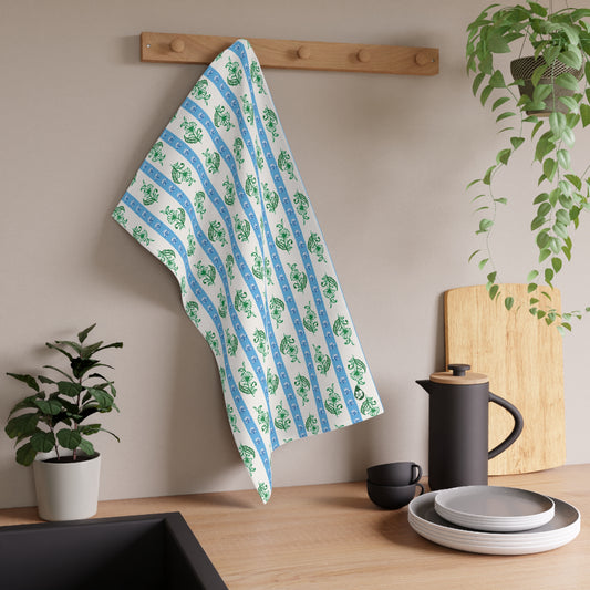 Woodblock Striped Kitchen Towel
