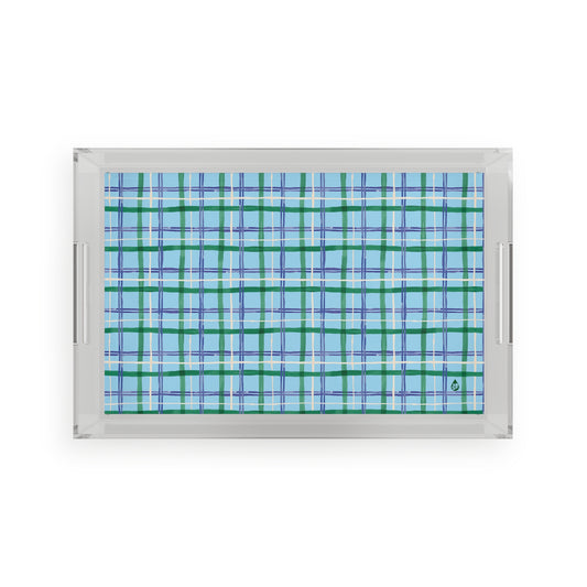 Alpine Plaid Lucite Serving Tray