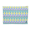 Painted Geo Flat Travel Pouch Back View in Multi Colored Cool Tones SIze Large