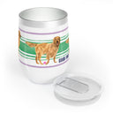 Good Dog Wine Tumbler with Green and purple Stripe