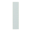Watercolor Woodblock Striped Patterned Table Runner UnRolled in 16x72 in Cloudless and Honeydew