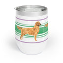 Side View Good Dog Wine Tumbler with Green and purple Stripe