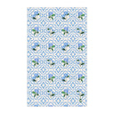 Garden Trellis Kitchen Towel Front Flat View in Cloudless Blue Colorway