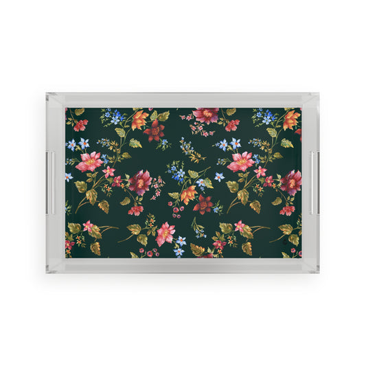Midnight Bloom Lucite Tray