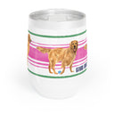 Good Dog Wine Tumbler with Pink and Green Stripe