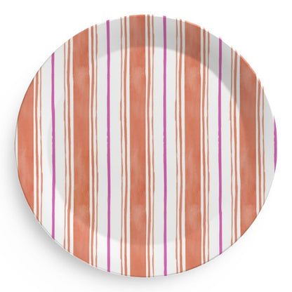 Painted Stripe Melamine Plate Set
