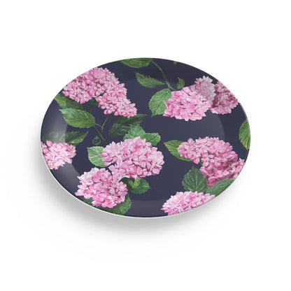 Melamine plate with hydrangea pattern
