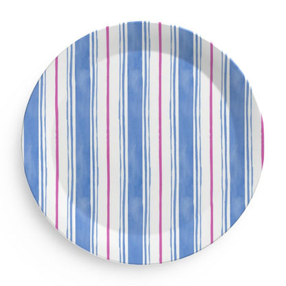 Painted Stripe Melamine Plate Set