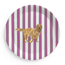 Melamine plate with Good Dog Illustration on Prep Stripe Pattern