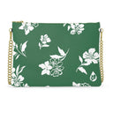 Hand painted multicolor Inky Floral print on a leather crossbody chain strap purse