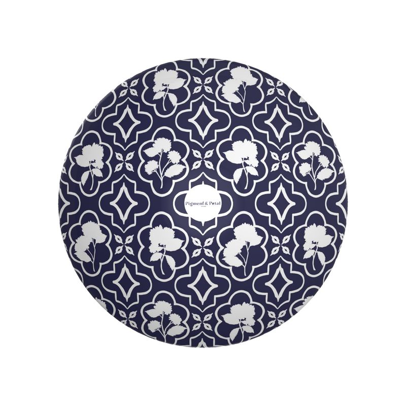 Shadow Garden Trellis Decorative Bowl in Twilight navy Bottom View