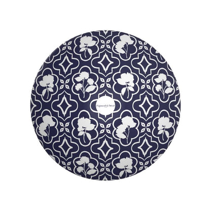 Shadow Garden Trellis Decorative Bowl in Twilight navy Bottom View