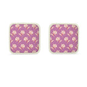 Watercolor Woodblock  Peony Pink Colorway Dish Pad Set Front View