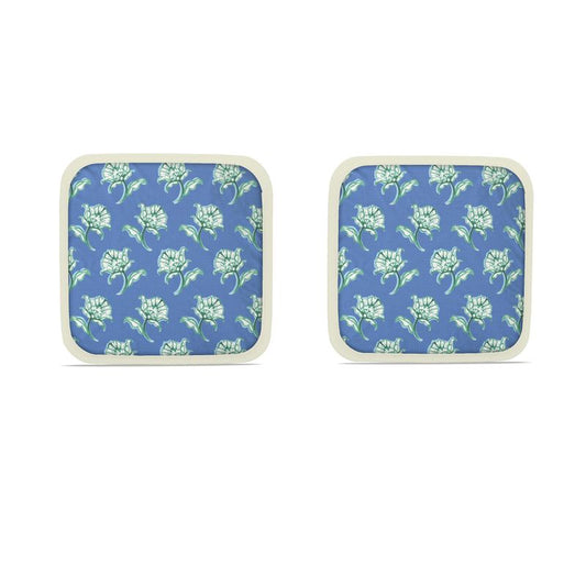 Watercolor Woodblock Cloudless Blue Colorway Dish Pad Set Front View