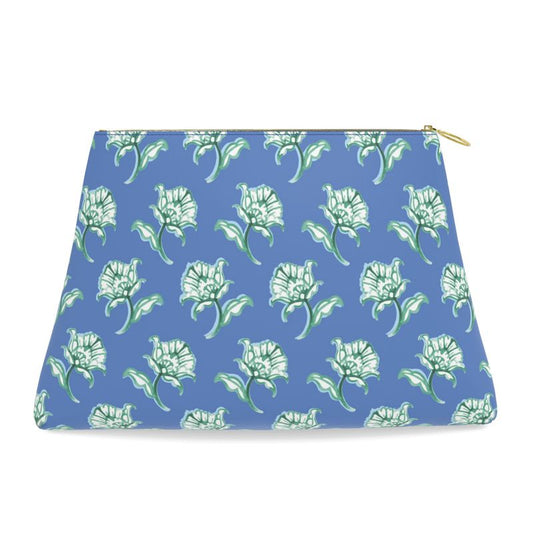 Watercolor Woodblock Leather Clutch