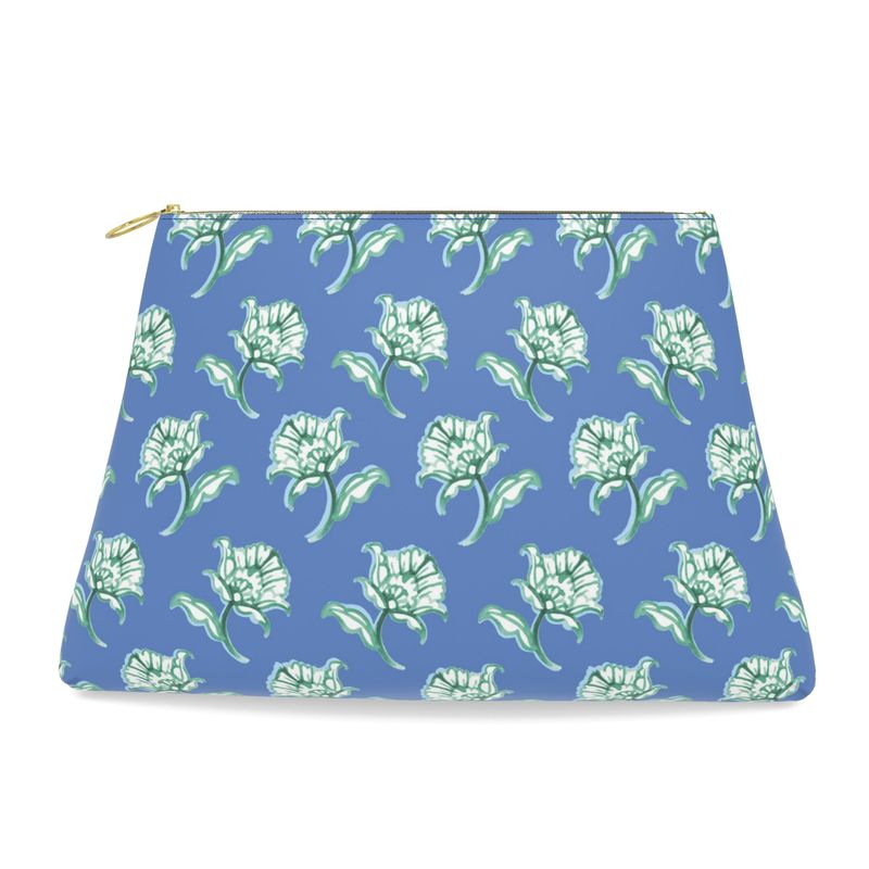 Watercolor Woodblock Leather Clutch