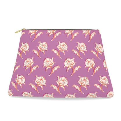 Watercolor Woodblock Leather Clutch
