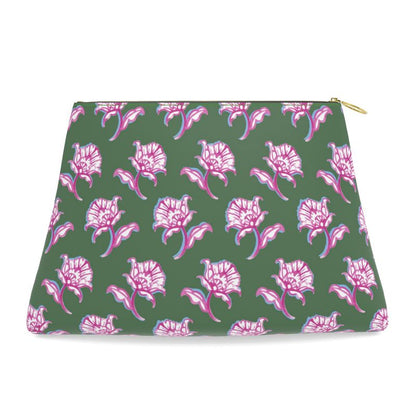 Watercolor Woodblock Leather Clutch