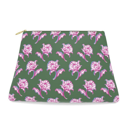Watercolor Woodblock Leather Clutch
