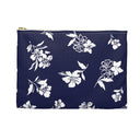 Back View Small of Inky Floral Zip Pouch in Twilight Navy