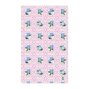 Garden Trellis Kitchen Towel Front Flat view in Peony Pink  Colorway