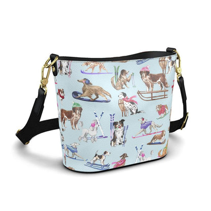 Chalet Dogs Leather Bucket Tote