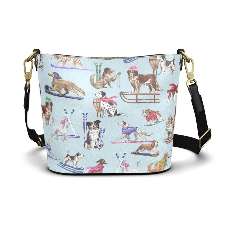 Chalet Dogs Leather Bucket Tote