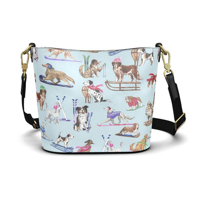 Chalet Dogs Leather Bucket Tote