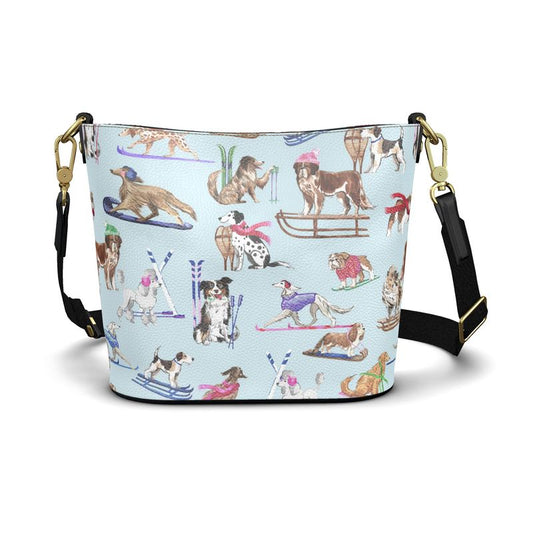Chalet Dogs Leather Bucket Tote