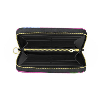 Hydrangea Patterned Leather Zip Wallet