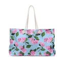 Hydrangea patterned Beach Weekender Bag Profile View