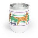 Side View Good Dog Wine Tumbler with Green and purple Stripe