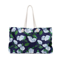 Hydrangea patterned Beach Weekender Bag Profile View