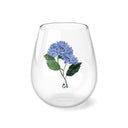 Pigment and Petal Studios hand illustrated Hydrangea Flower in blues with green leaves