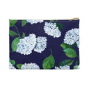 Front view of size small Hydrangea Travel or makeup pouch in Twilight Navy