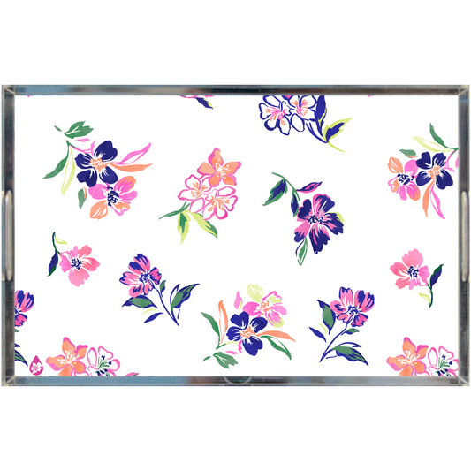 Inky Floral Lucite Tray